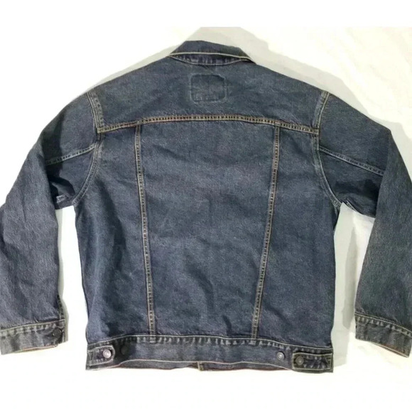 Levi Strauss Signature Dark Wash Trucker Denim Jean Button Jacket Men L Levis - Picture 6 of 7